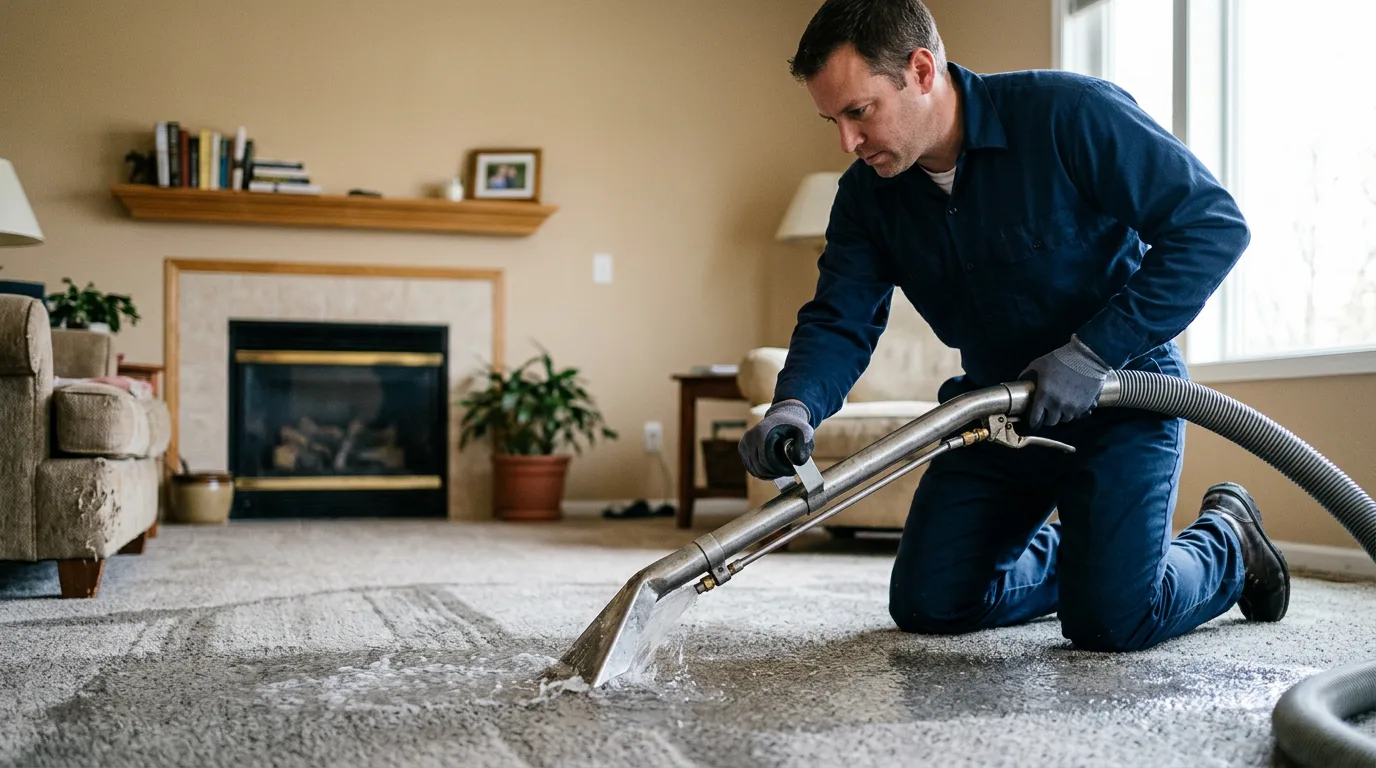 Water damage restoration technician working near Staatsburg, NY
